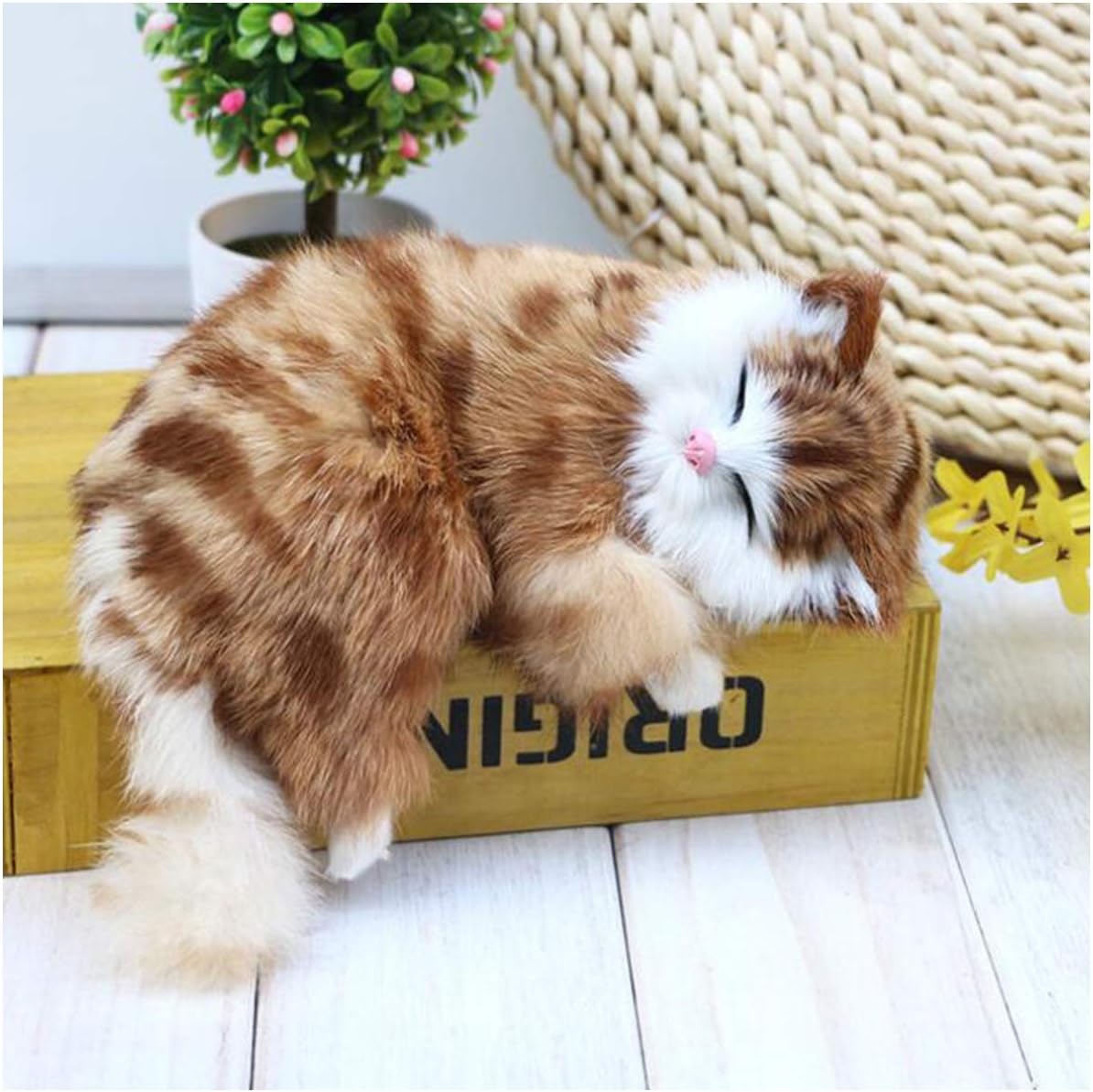 LUCKFY Realistic Plush Cat Simulation Model - Lifelike Cat Toy Stuffed Kitten Figurine - for Home Decoration Ornaments Kids Birthday Gift