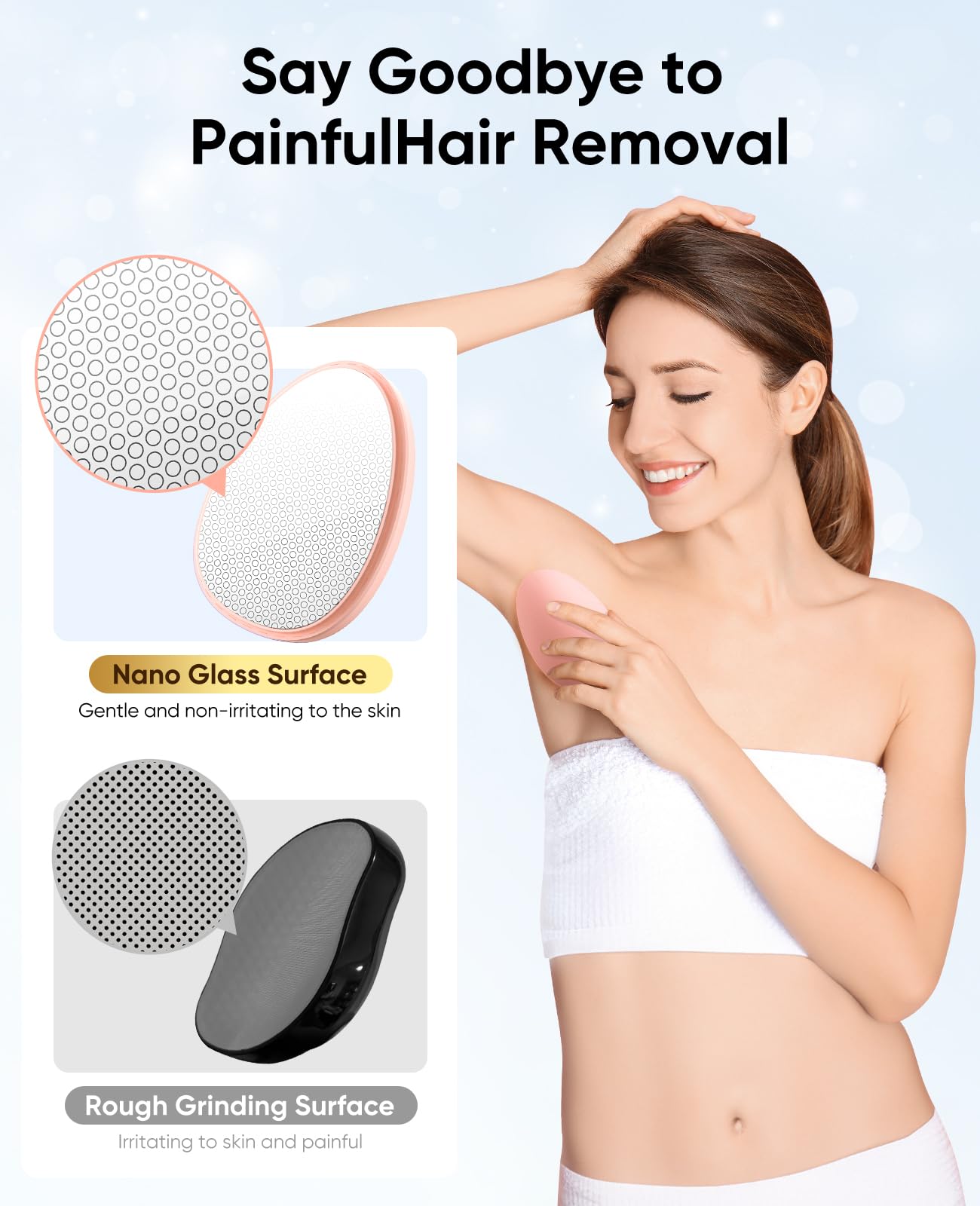 SILVLF Crystal Hair Eraser for Women and Men, Reusable Crystal Hair Remover Magic Painless Exfoliation Hair Removal Device, Epilator Device for Legs Back Arms