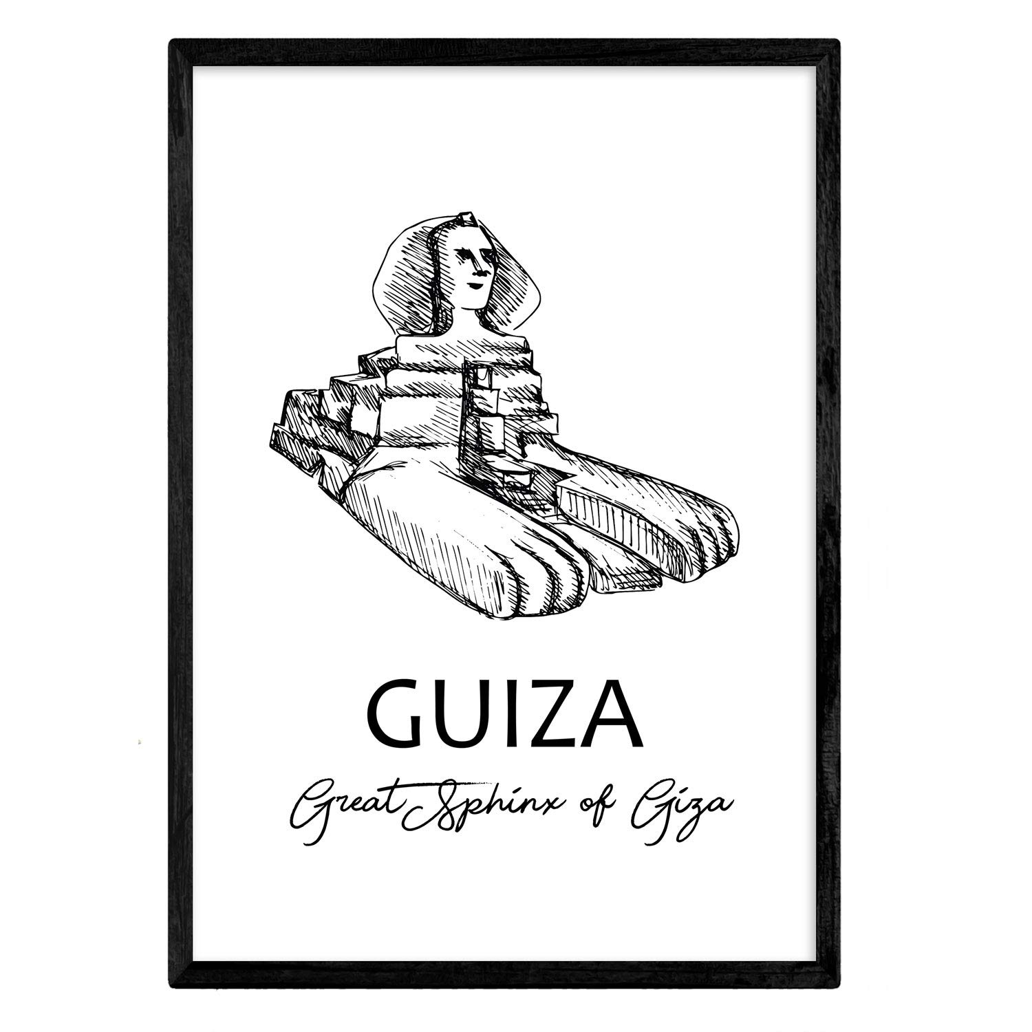 Nacnic Poster of Giza - the Sphinx. Sheets with monuments of cities. A3 size — image 1