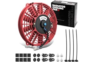 DNA Motoring 7" High Performace Electric Cooling Slim Radiator Fan w/Mounting Kit (Red)