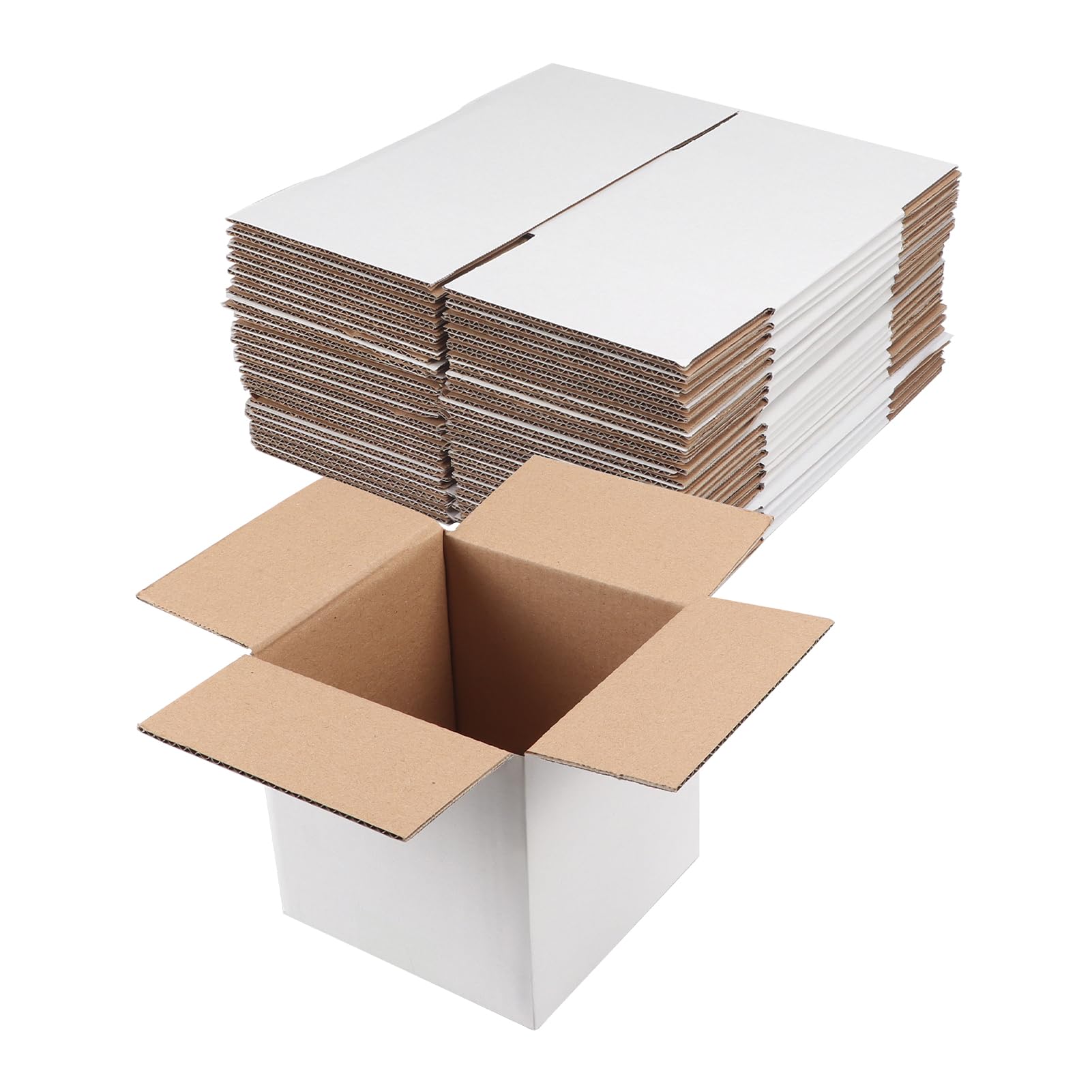 Photo 1 of Hoikwo 6x6x6 Shipping Boxes Set of 25, White Corrugated Cardboard Box for Small Business for Packaging Mailing