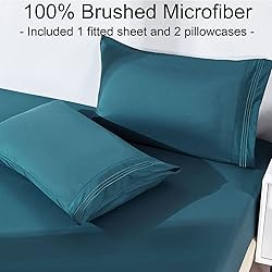 YIYEA Fitted Sheet with Pillowcase, 1800TC Hotel
