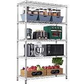 M MZG 1750 LBS Storage Shelves 5-Tier Utility Shelving Unit Steel Organizer Wire Rack for Home,Kitchen,Office,Garage, Capacity 17.7" D x 47.2" W x 72.3" H