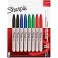 Sharpie Permanent Markers, Fine Tip, Assorted Standard Colours, 8 Pack