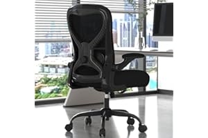 CASASIO Office Desk Chair with Ergonomic Lumbar Support, Extra-Thick Seat Cushion, Flip-up Arms, Breathable Mesh Back, Comput