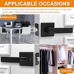 5 Pack Matte Black Door Handles Privacy Door