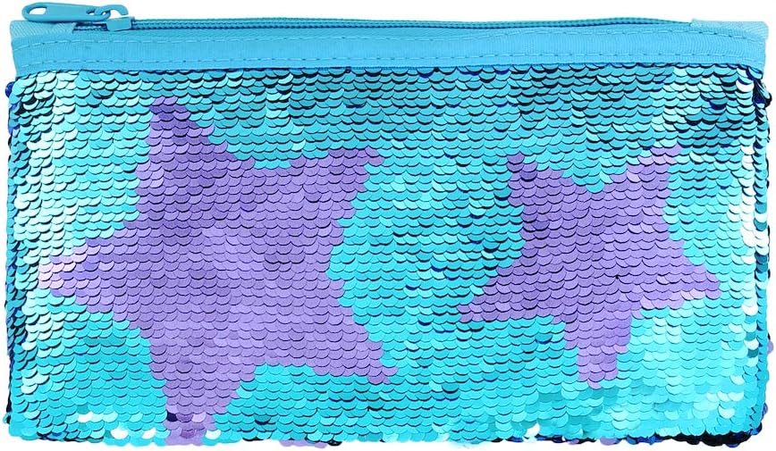 Le VastyCute Pencil Case for Girls Kids Mermaid Sequin Pencil Pouch Pen Holder Cosmetic Makeup Organizer Bag Purse for Women