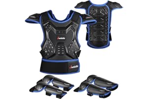 JUSTDOLIFE Dirt Bike Gear for Kids , 5 PCS Kids Dirt Bike Gear Motorcycle Armor Suit Youth Motocross Protective Gear for Boys Girls Chest Protector with Elbow Knee Pads for Biking