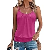 Micticsi Women's Sexy Spaghetti Strap Tank Tops Banded Bottom Scoop Neck Sleeveless Tops 2025