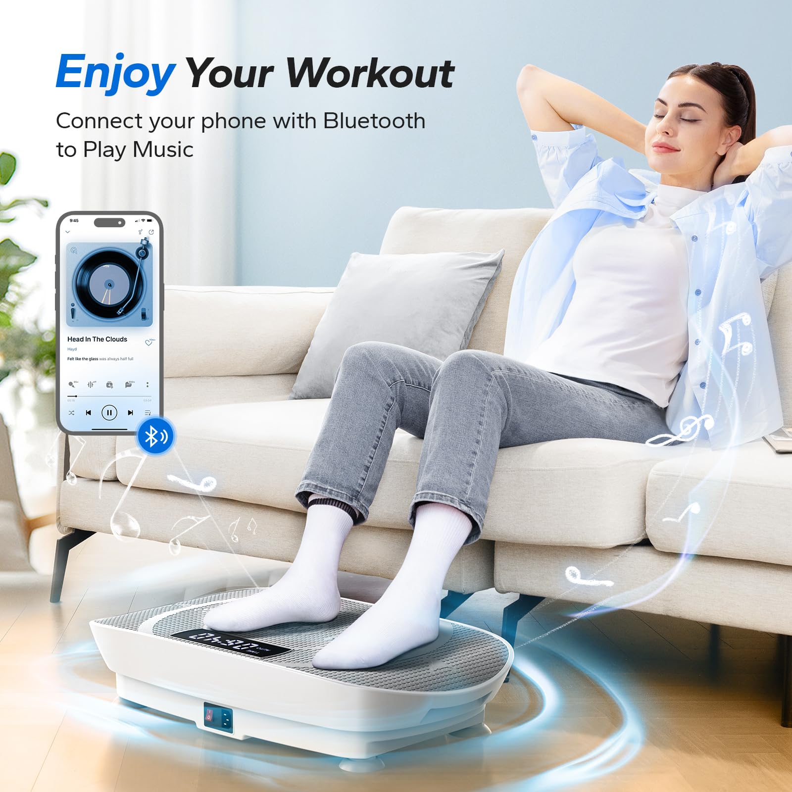 MERACH Vibration Plate Exercise Machine, Whole Body Workout Equipment for Women, Bluetooth and Silicone Pedal, Vibration Plate with Auto Mode, Vibrate Fitness Platform for Home