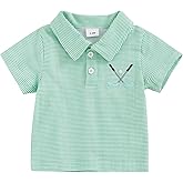 Toddler Baby Boy Shirt Golf Stripes Short Sleeve Button Down T-Shirt Tops Cute Infant Casual Tee Summer Clothes