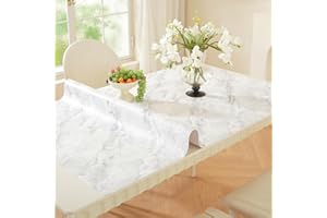 OstepDecor Marble-Look Table Protector 36 x 60 Inch, 1.5mm Thick Plastic Table Cover Protector, PVC Table Top Protector, Waterproof Desk Mat Pad for Desktop, Coffee & Dining Room Table
