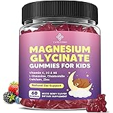 YANLUOBO Kids Magnesium Gummies, Magnesium Glycinate Gummies 400mg/200mg with L-Theanine, Chamomile, Vitamin B6, D3 for Kids, Relaxation & Zzz Support, Nerve Bone - Sugar Free Mixed Berry Flavor 60ct