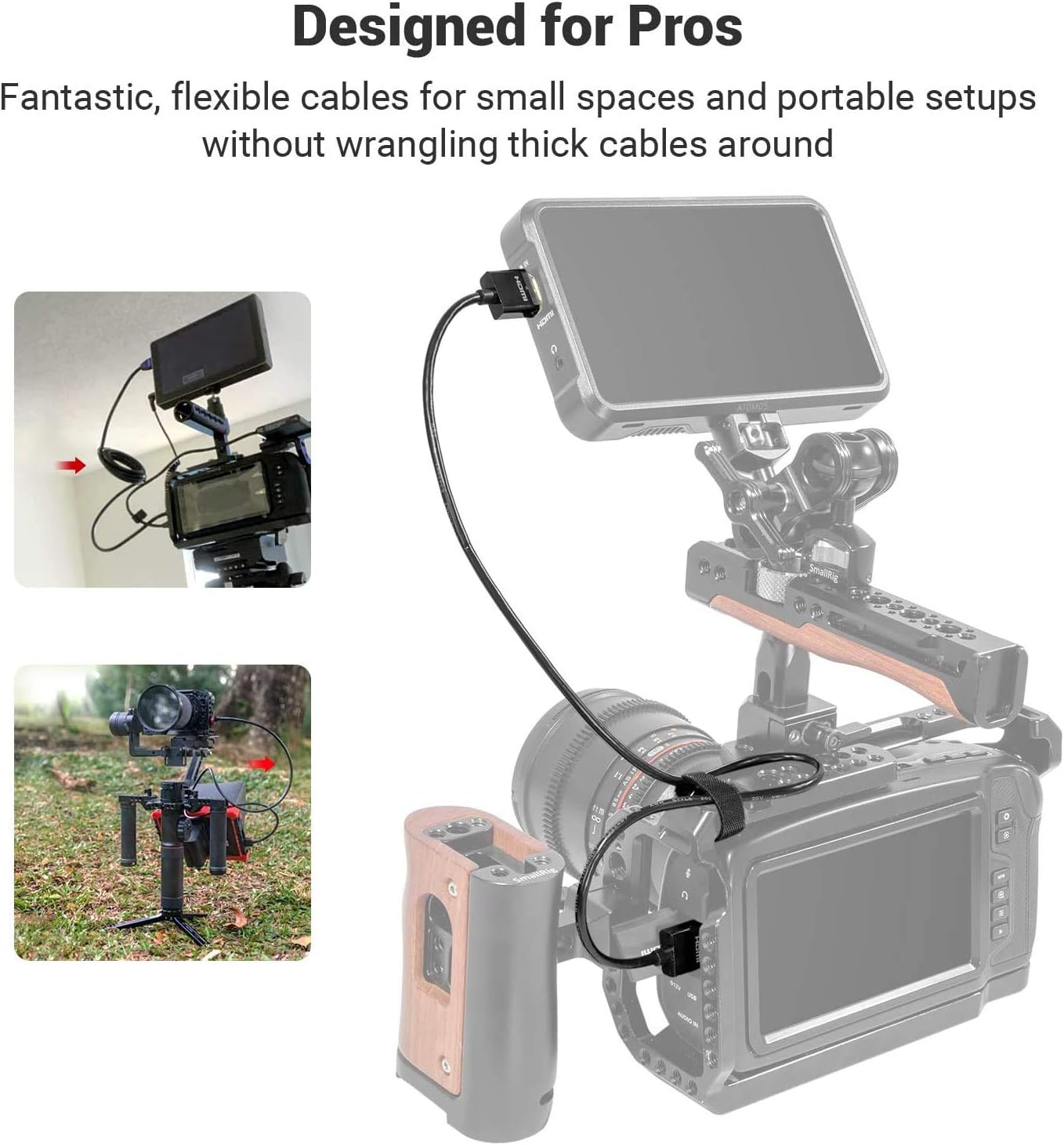 SmallRig Ultra Thin HDMI Cable, 4K Hyper Super Flexible Slim HDMI Cord, High Speed Supports 3D