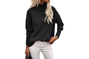 Zeagoo Women's Turtleneck Sweater 2025 Fall Winter Chunky Knitted Pullover High Low Hem Trendy Basic Jumper Top