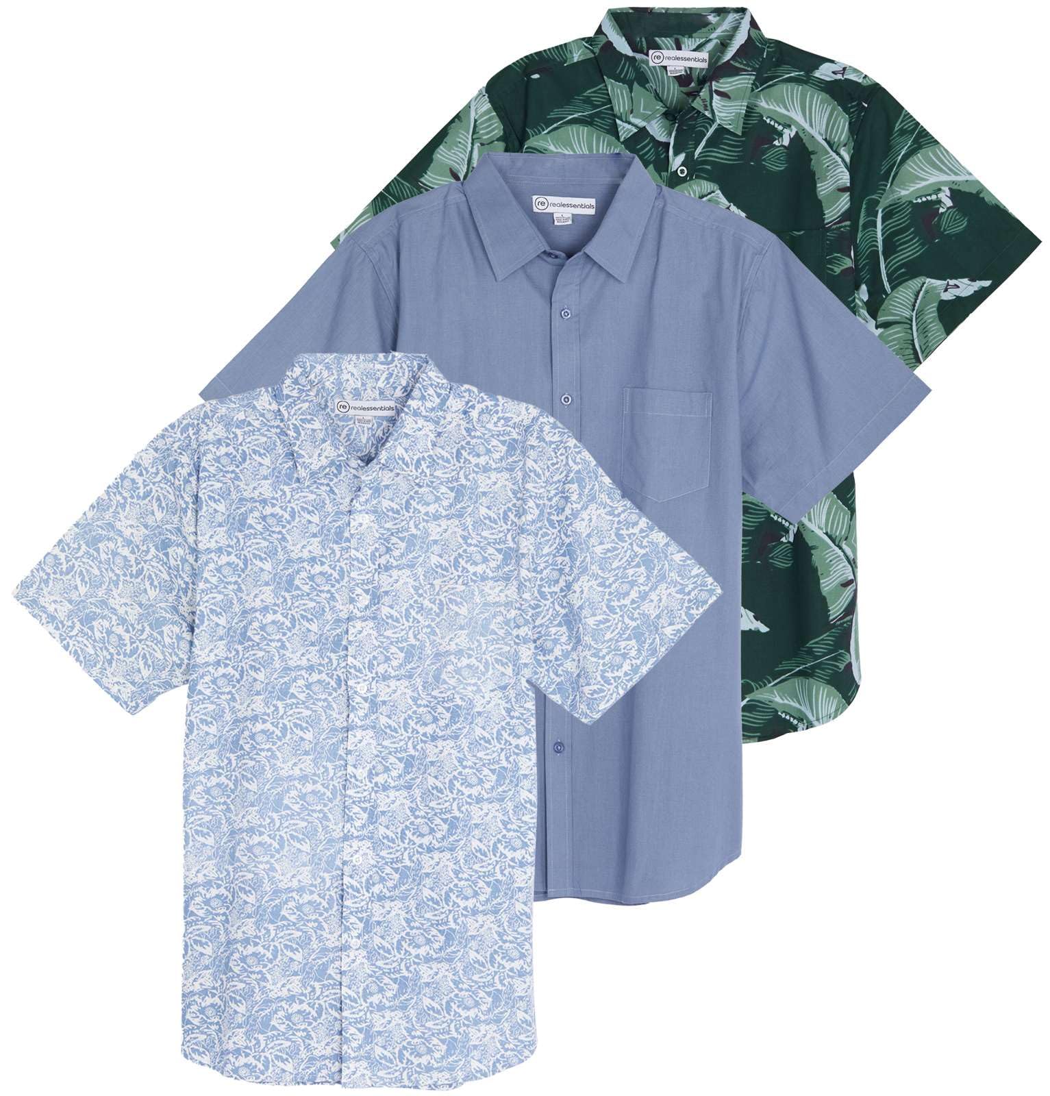 Photo 1 of **Only two** Real Essentials 3 Pack: Men's Regular-Fit Short-Sleeve Poplin Shirt (Available in Big & Tall)