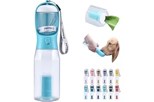 Cibaabo Dog Water Bottle with Food Container & Poop Bag Holder, Travel Water Bowl, Portable Pet Dispenser, Dog Gifts Stuff Accessories Items, Puppy Essentials for Yorkie Chihuahua Walking Hiking