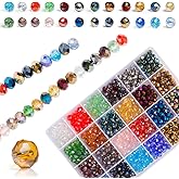 720Pcs Faceted Rondelle Beads, Frigatebird 8mm Crystal Glass Beads AB Color Plated Bicone Faceted Glass Beads for Bracelet Necklace Jewelry Making Set DIY Craft Projects (24 Mixed Colors)