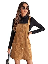 Floerns Women's Button Down Pinafore Corduroy