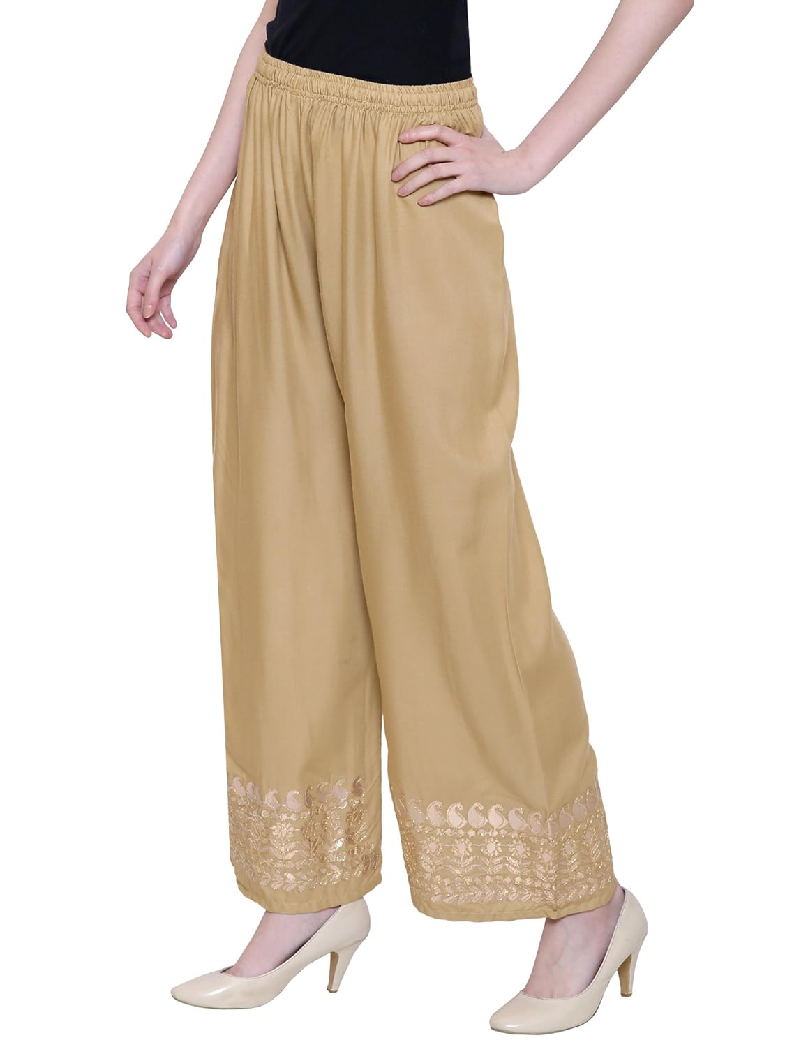 damen mode women rayon jaipuri embroidery palazzo sharara