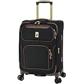 London Fog Nottingham 20 Inch Expandable Spinner Carry on Softside Suitcase, Black Chestnut
