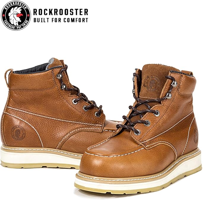 ROCKROOSTER Work Boots for Men Composite Toe Arch Support AntiFatigue Shoes Poron XRD Width EEE
