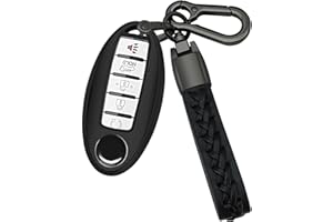 Kirsnda for nissan Key fob Cover case with Keychain,Soft TPU Protect car Key Compatible with Altima Rogue Maxima Pathfinder ect 3/4/5 buttons Remote Smart Key,Key case-Black