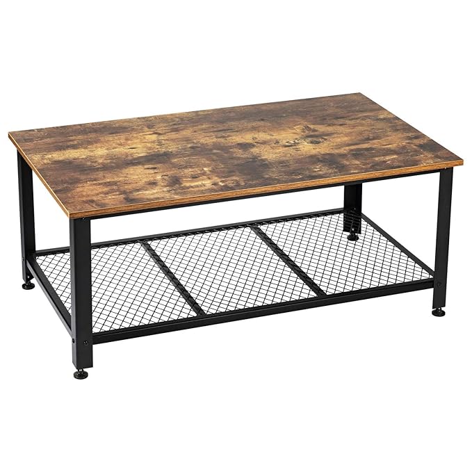 IRONCK Industrial Coffee Table for Living Room, Tea Table with Storage
