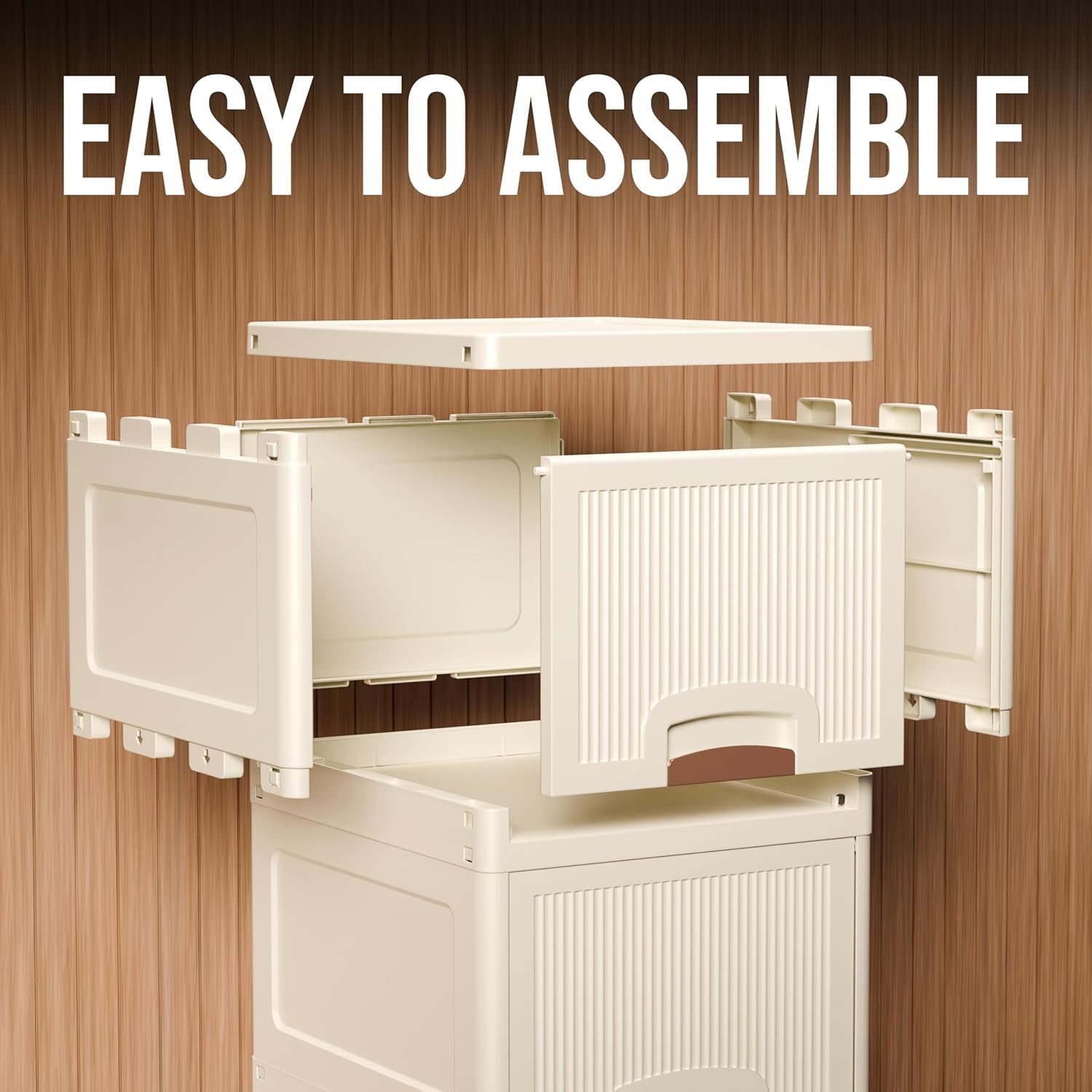 Aquaware Multi-Purpose Organizer | Modular Storage Box for Clothes, Kitchen, Bedroom & Living Room | Stackable Rack, Space-Saving Wardrobe Cabinet (Off White), 4 Piece 4