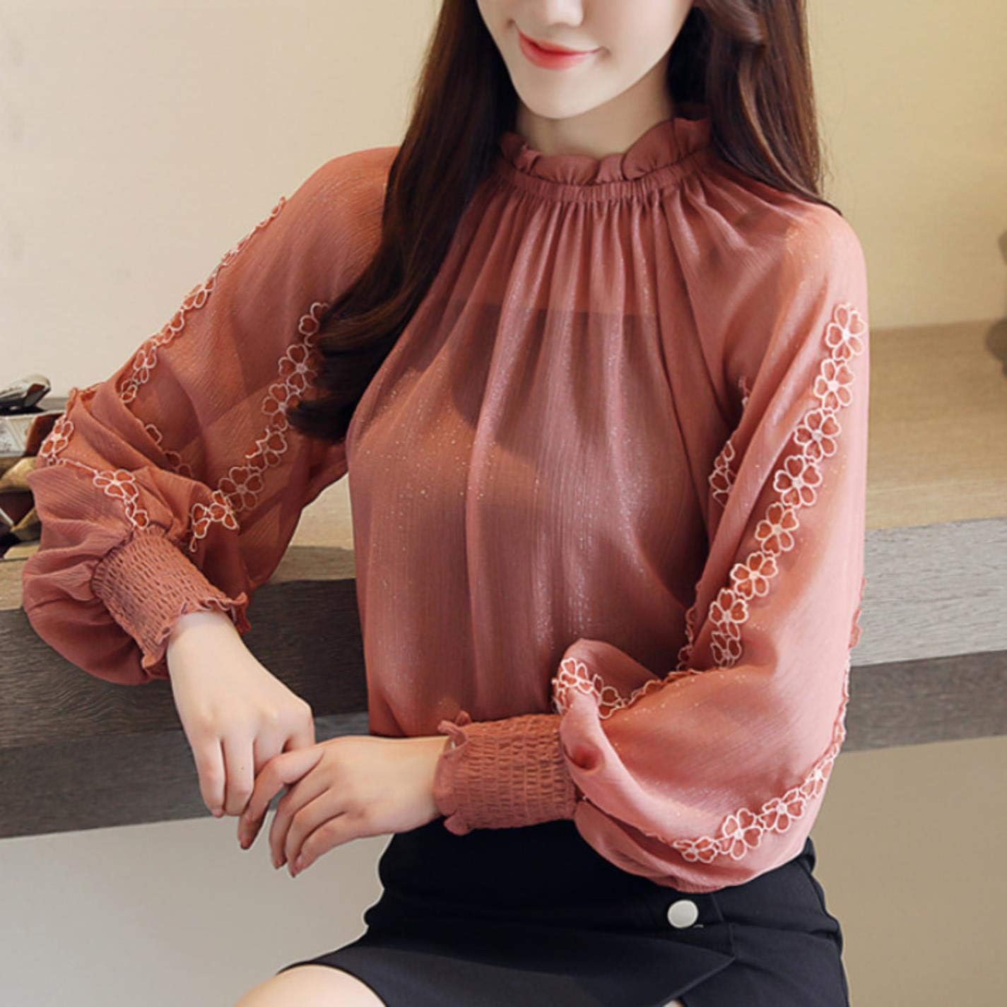 lantern sleeve chiffon blouse