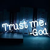 Trust me God Neon Sign White Letters Lamp Inspirational Quotes Neon Light Religious Gifts for Christian Home Jesus LED Sign for Church Bedroom Office the confessional Wall Decor
