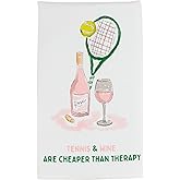 Mud Pie Tennis Wine Pro Shop Towel; 26" x 16 1/2"