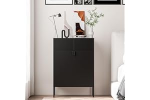 Washsemba 2 Mesh Door Metal Storage Cabinet with Adjustable Shelves, Multipurpose Black Storage Cabinet, 3-Tier Office Cabinet,Metal Storage Cabinet for Office Home,Hallway(Black, 47''H)