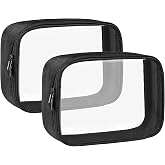 Moyad TSA Approved Toiletry Bag Clear Quart Size Travel Bags Makeup Bag | Large Opening, for Men and Women, Carry on Airline Compliant, Transparent Liquids Pouch, Black