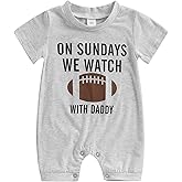 Honganda Infant Baby Boys Girls Football Season Jumpsuit Watch Football with Daddy Funny Romper Playsuit Sweatshirt