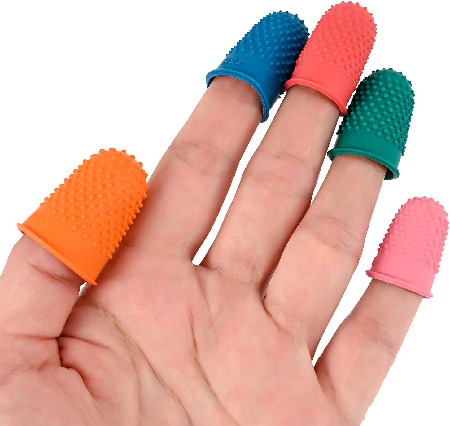 Berolle 5 Sizes Rubber Finger Tips 5 Colors Rubber Finger Thimbles