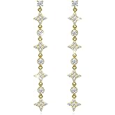 Frwiskp Womens Gold Drop Dangle Earrings, Star Long Earring,18K Gold Plated 925 Sterling Silver posts Premium Trendy Cubic Zirconia Dangle Earring, Hypoallergenic Jewelry, Gifts for Womens Girls