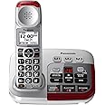 Panasonic 1 Handest Amplified Cordless Phone with Slow Talk, 50dB Volume Boost, 112dB Lound Visual Ringer, Hearing Aid Compatibility, Large Screen and Backlit Keypad - KX-TGM450S (Silver)