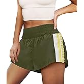 LAMISSCHE Womens Running Shorts Athletic High Waisted Biker Shorts Summer Workout Quick Dry Striped Ruffle Short