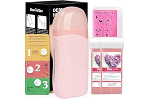 Roll On Wax Kit, Seopri Waxing Kit for Women, Wax Roller Kit for Hair Removal with 2 Rose Soft Wax Cartridge, 100 Wax Strips, Roller Waxing Kit for Women & Men