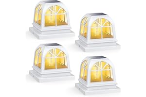 SIEDiNLAR Solar Post Cap Lights Outdoor Fence Deck Post Light 2 Brightness Edison LED Bulbs for 4x4 5x5 Wooden Vinyl Posts Patio Decoration, Warm White Lighting 4 Pack (White)