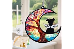 Agoumlux Dog Angel Memorial Suncatcher with Rainbow Bridge Poem Card, Pet Sympathy Gifts for Loss of Dogs and Cats, Life Tree