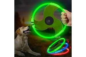 Vizbrite LED Dog Flying Disc, Rechargeable LED Light Dog Flying Disc Flyer Pet Toys, Glow in The Dark Pet Toy with 3 Light Mo