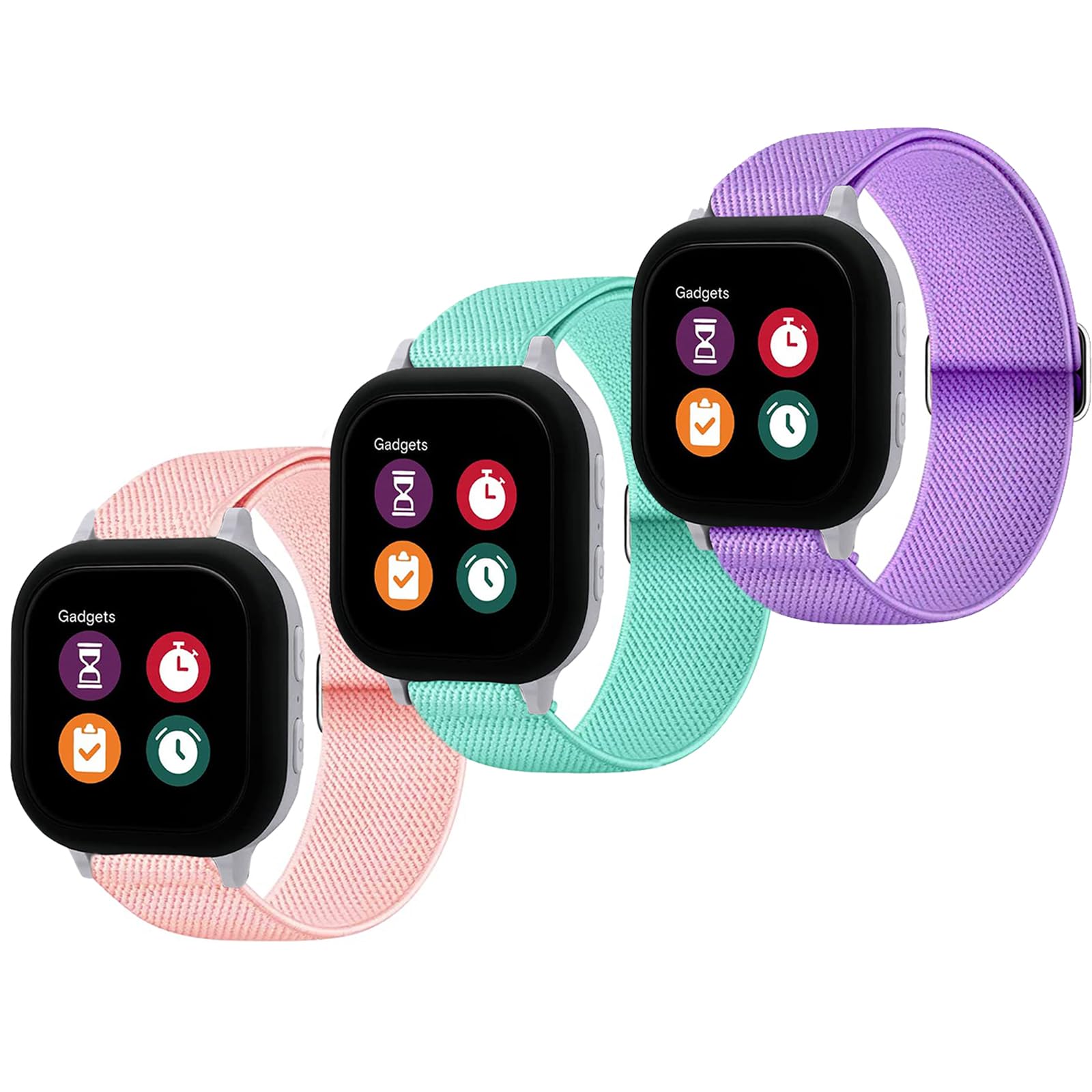 2 Pack Stretchy Nylon Band Compatible with Gizmo Watch 3 2 1/Gabb Watch 3 2 1/SyncUP/Cosmo JrTrack Band Soft Elastic Strap with Adjustable Buckle