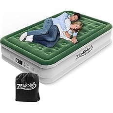 Zearna Air Mattress Queen with Built in Pump - Upgraded Blow Up Bed, 2 Mins Quick Self Inflatable with Double Air Chamber, 18 Inch/650 Pounds Max, All Night No Lost Air, for Camping,Home,Portable Travel