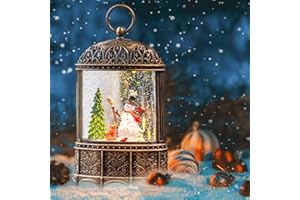 TIJNN 11" Christmas Snowball Lights, Creative Retro Music cage USB or Battery Powered, Water and Snow Spin Flashing Christmas Home Decor and Party Gifts (Snowman)