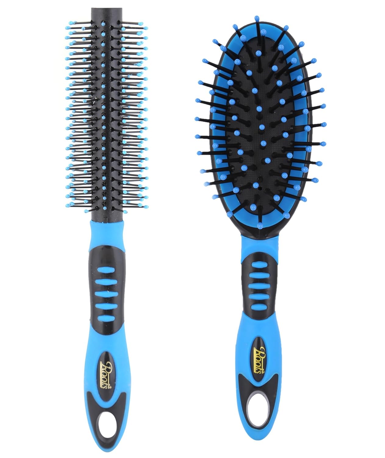 Buy Roots Combo Of Sporty Rubber Grip Round And Cushion Hair Brush