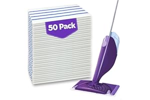 FRESCARES 50 PCS Mopping Pad Refill for Wet Jet Mop,Multi-Surface Semi-Disposable Mop Pad Compatible with Swiffer Wetjet & All 10-11'',Thickned and Absorbent Wet Pads Refill