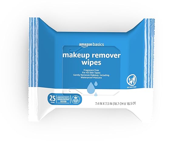 AMAZON BASICS MAKEUP REMOVER WIPES, FRAGRANCE-FREE, ALCOHOL-FREE, GENTLE...