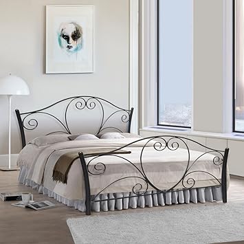FurnitureKraft Atlanta Metal Queen Size Double Bed,Black